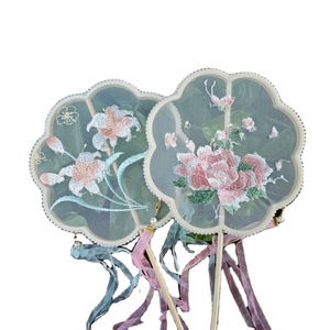 Abanico Redondo Hanfu Semitransparente de Doble Cara Bordado con Estilo Chino Tradicional, para Mujer, Duradero para el Verano, para Niños - Product Image 1