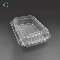 Salade de fruits coupés jetables boîte à gâteau carré clair à charnière emballage à emporter en plastique PET conteneur alimentaire
