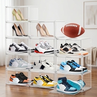 Organizador de Zapatos DAYOOH de 34*26*19cm, Caja de Zapatos Multifuncional de Acrílico Transparente con Tapa Lateral Magnética, Apilable y Portátil