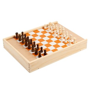 Set di Giochi da Tavolo in Legno 5-in-1 con Scacchi, <span class=keywords><strong>Dama</strong></span>, Shut the Box, Hockey e Sling Puck per Bambini, Adulti e Divertimento in Famiglia - Product Image 5