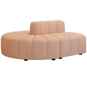Desain baru Oranye beludru banquette lounge tempat duduk kaki kayu kombinasi beludru modular sofa lounge