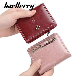 Baellerry Women's Short <b>Wallet</b> 5 Inch Bi Fold Zipper Credit Card <b>Holder</b> Solid Color With Cross Buckle Design - Product Image 4