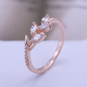 Elegante anello con ramo floreale per donna, gioielli alla moda per feste in stile cristallo taglio marquise - Product Image 3