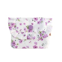Dompet Koin Berpenutup Handuk Bermotif Bunga Kecil Lucu dengan Ruffle-Trim untuk Anak Perempuan, Tempat Earphone Portabel, Organizer Lipstik Kapasitas Besar 45