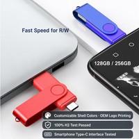 Clé USB Type C pour iPhone Android, clé USB 64 Go 128 Go 256 Go, ODM personnalisé, vente en gros pour les entreprises, les écoles, les cadeaux promotionnels