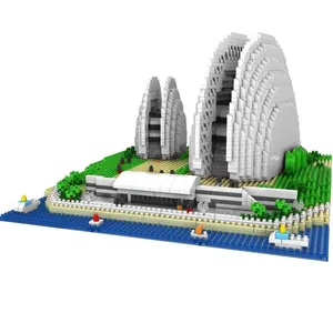 PZX arquitectura mundial Mini juego de bloques de construcción montaje Sydney Opera House <span class=keywords><strong>Big</strong></span> Ben ladrillo Juguete DIY campo de fútbol juguete de construcción - Product Image 4