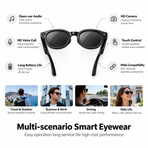 Occhiali Smart con Fotocamera AI <span class=keywords><strong>da</strong></span> 8MP, Set di Tre Lenti, Ricarica Magnetica, Funzione di Chiamata, Foto e Video, Dispositivo Indossabile - Product Image 6