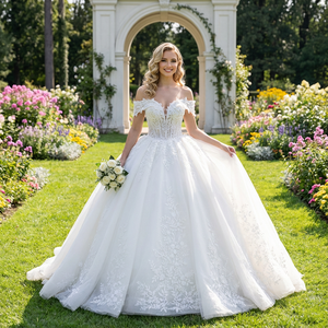 Dy6990 Vestido de Novia de Lujo Moderno y Sexy con Cola de Princesa, Encaje con Cuentas, Diseño de Espalda con Cordones, Jancember - Product Image 1