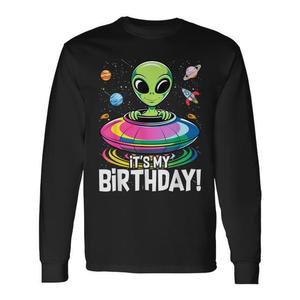 Camiseta de manga larga con diseño de nave alienígena en el espacio, regalo de cumpleaños para niños y adultos - Product Image 1