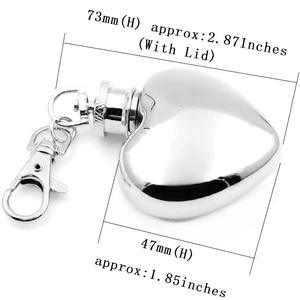 Vente en gros de 30ml 1oz flacon de hanche porte-clés en forme de coeur flacon en acier inoxydable SS304 bouteille de coeur <span class=keywords><strong>mini</strong></span> articles à boire porte-clés flacon - Product Image 2