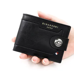 One Cross-border fashion new pu leather magnetic snap men's short casual coin closure US dollar wallet