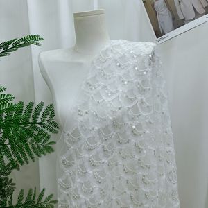 Tela de Lentejuelas con <span class=keywords><strong>Bordado</strong></span> de Alta Calidad para Vestido de Novia, Lentejuelas en Forma de Escamas de Pescado con Cuentas para Vestido de Novia, Vestido Infantil - Product Image 4