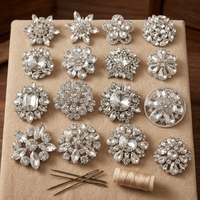 Boutons en cristal en vrac, boutons en strass à coudre, boutons métalliques avec cristaux pour pulls et manteaux en fourrure