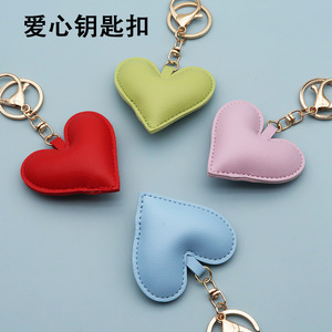 Portachiavi in <span class=keywords><strong>Pelle</strong></span> PU a Forma di Cuore, Grazioso Portachiavi da Donna, Anello Portachiavi a Cuore, Portachiavi per Auto - Product Image 1