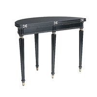 Table de console moderne pour entrée, design incurvé, noire, demi-lune, avec plateau pliable