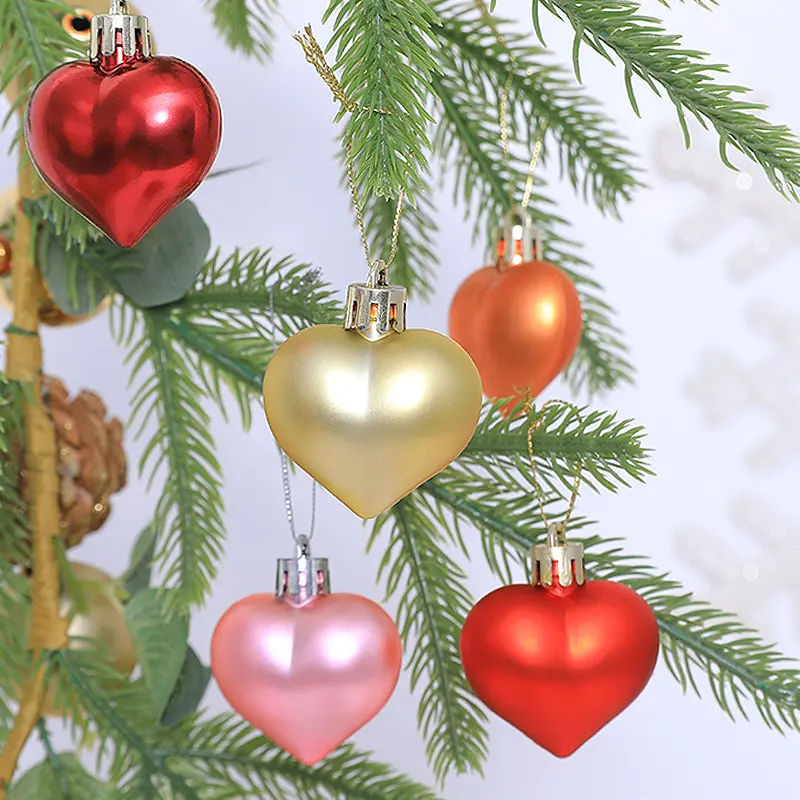 새로운 전기 도금 색상 사랑 크리스마스 펜던트 5cm 12pcs 특별한 모양의 크리스마스 공 밝은 매트 장식 액세서리