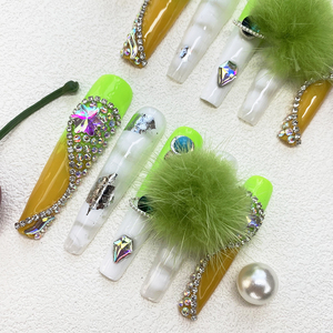 <span class=keywords><strong>Uñas</strong></span> Postizas Acrílicas Desmontables con Diseño <span class=keywords><strong>de</strong></span> Bailarina Pintadas a Mano, Venta al por Mayor, 10 Piezas, <span class=keywords><strong>Uñas</strong></span> Extra Largas Hechas a Mano - Product Image 6