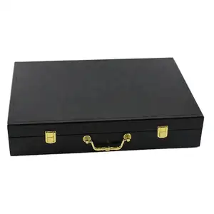 厂家定制豪华大号Pu皮革礼品盒黑色木盒内衬木质工艺品木质包装盒