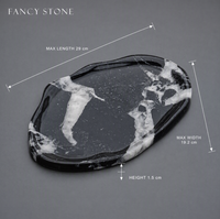Plateau Organisateur en Marbre Noir Patagonia FANCY STONE, Grande Taille, Pierre Naturelle Polie, Plateau Décoratif pour Bureau, Décoration Intérieure, Cadeaux