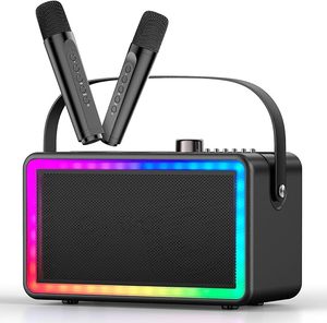 Máquina de Karaoke con 2 Micrófonos Inalámbricos, Sistema de Altavoces Portátil de 30W para el Hogar con Luces de Discoteca y Correa - Product Image 2