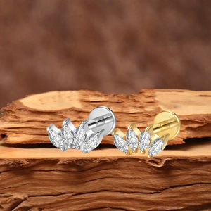 <b>Titanium</b> Beauty F136 <b>Titanium</b> Lip <b>Stud</b> Earrings Teardrop Marquise Zirconia Crown Heart Shape Internal Thread Piercing Jewelry - Product Image 2