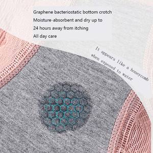 Calzoncillos de talla grande de algodón puro con entrepierna para mujer, ropa interior transpirable con absorción de sudor, ropa interior sencilla de cintura media sin costuras para mujer - Product Image 3