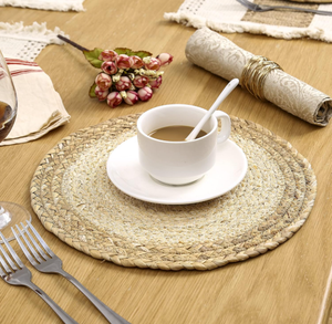 Ensemble <span class=keywords><strong>de</strong></span> napperons <span class=keywords><strong>de</strong></span> style ferme Boho faits à la main 6 tapis <span class=keywords><strong>de</strong></span> <span class=keywords><strong>table</strong></span> tissés en paille d'eau tissés décor en <span class=keywords><strong>macramé</strong></span> pour - Product Image 6