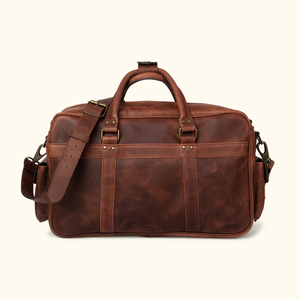Sac messager style aviateur en cuir de buffle vieilli, avec double poche à rabat avant et ferrures métalliques antiques, idéal pour <span class=keywords><strong>avocat</strong></span> et bureau - Product Image 4