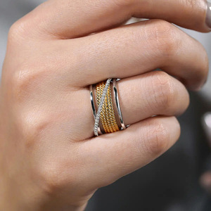 Anello a Spirale Bicolore Multistrato, Anello Classico da Dito per Donne - Product Image 2