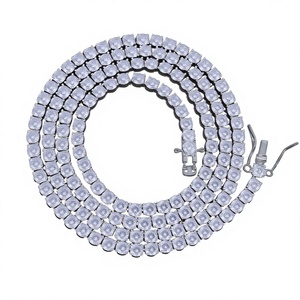 Collar de Cadena Cubana con Moissanita Cuadrada Iced Out, Chapado en Rodio, Plata 925, Gargantilla para Mujer y Hombre, Joyería Hip Hop para Fiesta - Product Image 2