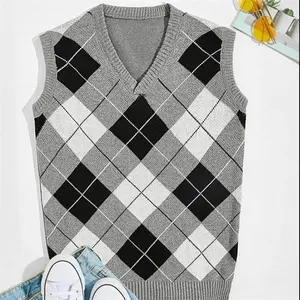 OEM ODM Men Argyle Pattern Knitted Sweater Vest Men