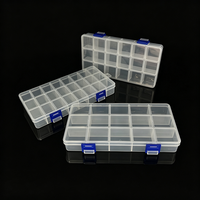 Boîte de rangement en plastique PP recyclable avec couvercle, 15/18/24 compartiments, boîte divisée pour petits accessoires, usage domestique