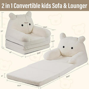 โซฟาเด็กพับได้ รูปหมีเท็ดดี้ ขนเชอร์ปา พร้อมเบาะโฟมพับได้สามตอน สำหรับเด็กหญิงและเด็กชาย อายุ 1 2 3 ปีขึ้นไป - Product Image 4