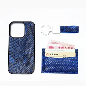 Luxury Snake Skin Leather Phone Cases For Iphone 13 14 15 Pro Max With Keychain Card Holder Gift Set For Christmas