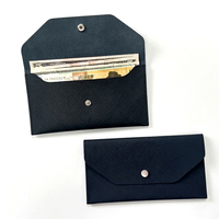 Dompet Golf Kulit Sapi Asli Korea Dompet Uang Kancing Jepret Kantong Koin Kecil Mini Kasual untuk Dibawa Sehari-hari Uniseks Hitam/Gelap