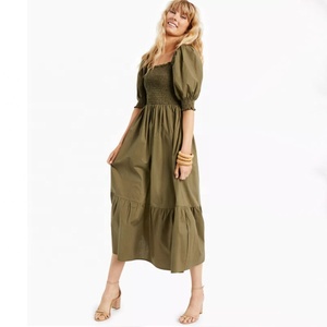 <span class=keywords><strong>Vestido</strong></span> de mujer de verano con capas escalonadas personalizadas plisado acampanado con mangas abullonadas y <span class=keywords><strong>escote</strong></span> <span class=keywords><strong>cuadrado</strong></span> - Product Image 2