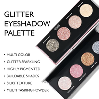 Kostenlose Probe Großhandel Private Label Hoch pigmentierte wasserdichte 5 Shade Glitter Lidschatten-Palette mit mehrfarbigen Lidschatten