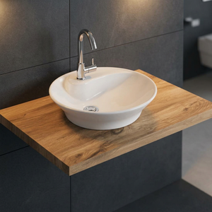 Lavabo ovale en céramique de style moderne pour hôpital, à poser sur comptoir, en granit, écologique - Product Image 5