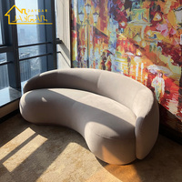 Canapés Courbes Design Personnalisés pour Petits Salons – Meubles de Salon en Tissu Velours Teddy – Canapé Moderne d'Intérieur 2 Places Courbé