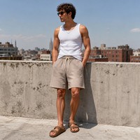 Shorts de jogging vintage délavés à l'acide pour hommes, personnalisés, décontractés, respirants, taille haute, en coton, avec cordon de serrage, coupe et couture originales