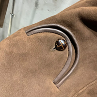 Veste en peau de mouton surdimensionnée pour femmes, véritable daim mat brun foncé, manteau en peau de mouton
