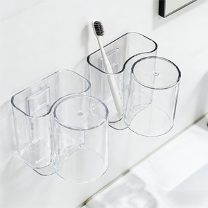 Set di <span class=keywords><strong>Accessori</strong></span> per <span class=keywords><strong>Bagno</strong></span> in Acrilico a Due Pezzi, Portaspazzolino da Parete con Design Cartoon, Adesivo in Plastica Ecologica - Product Image 1