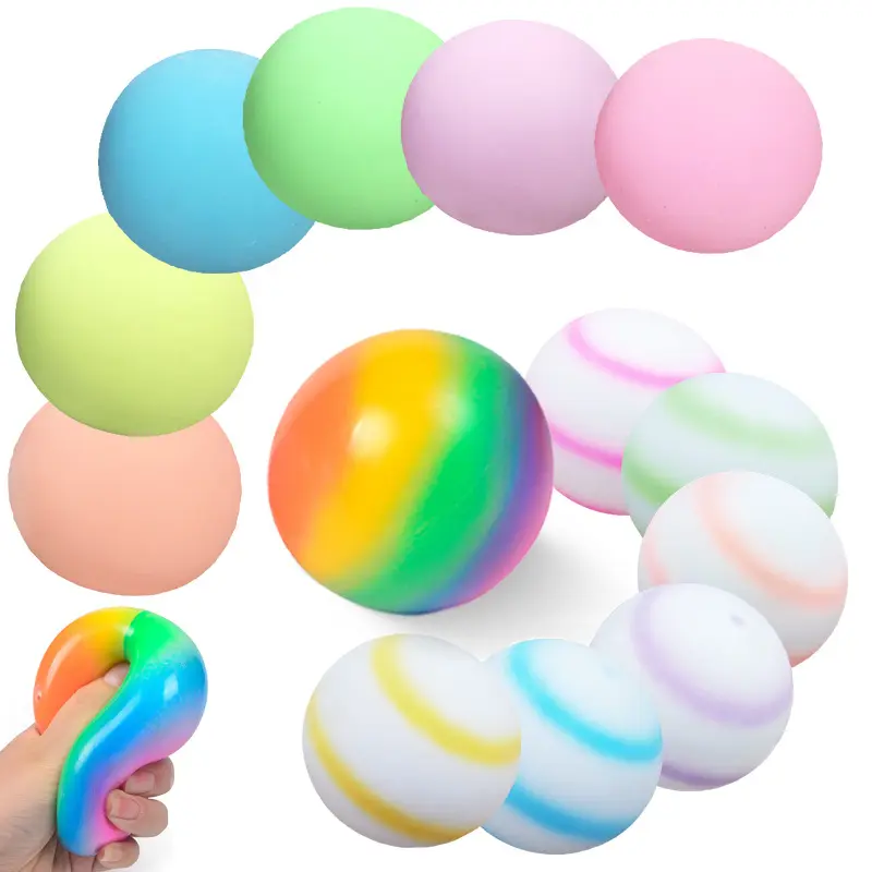 Hot Selling Poppet Zappeln Spielzeug 6CM Soft Squeezing Stress Relief Ball mit Regenbogen Farbe Squished Toys