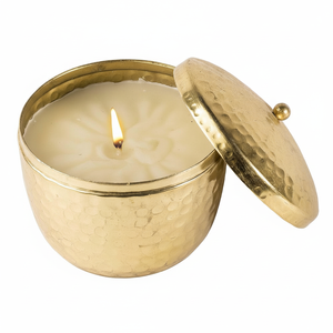 Venta caliente martillado Metal vela tarro disponible redondo vela tarro fabricación de velas tarro votivo con tapa en precio al por mayor - Product Image 1