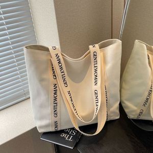 Custom Logo Beach Tote <b>Bag</b> with Cotton Handle Canvas <b>Material</b> Shoulder Closure for Daily Use Personalized Letters Design - Product Image 1