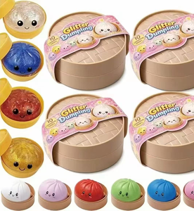 Petite boule anti-stress souple en forme de boulette vapeur, boîte mystère amusante et originale de boulettes souple, boulette vapeur souple scintillante - Product Image 4