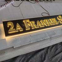 Lettres rétroéclairées en acier inoxydable plaqué or titane mat de qualité supérieure montées sur boîte lumineuse – Durables et élégantes
