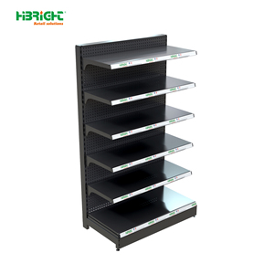 Estantería Metálica Negra para Supermercado, con Reverso Perforado, Exhibidor de Comestibles, Estantería Independiente para Tiendas Minoristas - Product Image 1