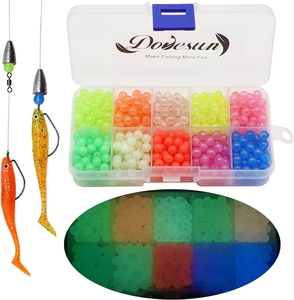 Perles <span class=keywords><strong>de</strong></span> pêche en plastique phosphorescentes <span class=keywords><strong>de</strong></span> haute qualité pour la pêche au bar, au marlin, en eau salée, en rivière et en ruisseau – Appâts colorés pour montages et œufs - Product Image 1