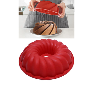 Molde redondo de silicona para hornear, bandeja <span class=keywords><strong>roja</strong></span> de 10 pulgadas para pastel de cumpleaños, bandeja para el hogar - Product Image 1